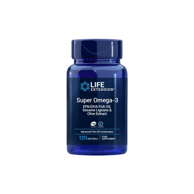 Super Omega-3 EPA/DHA Fish Oil, Sesame Lignans & Olive Extract · Life Extension · 120 perlas