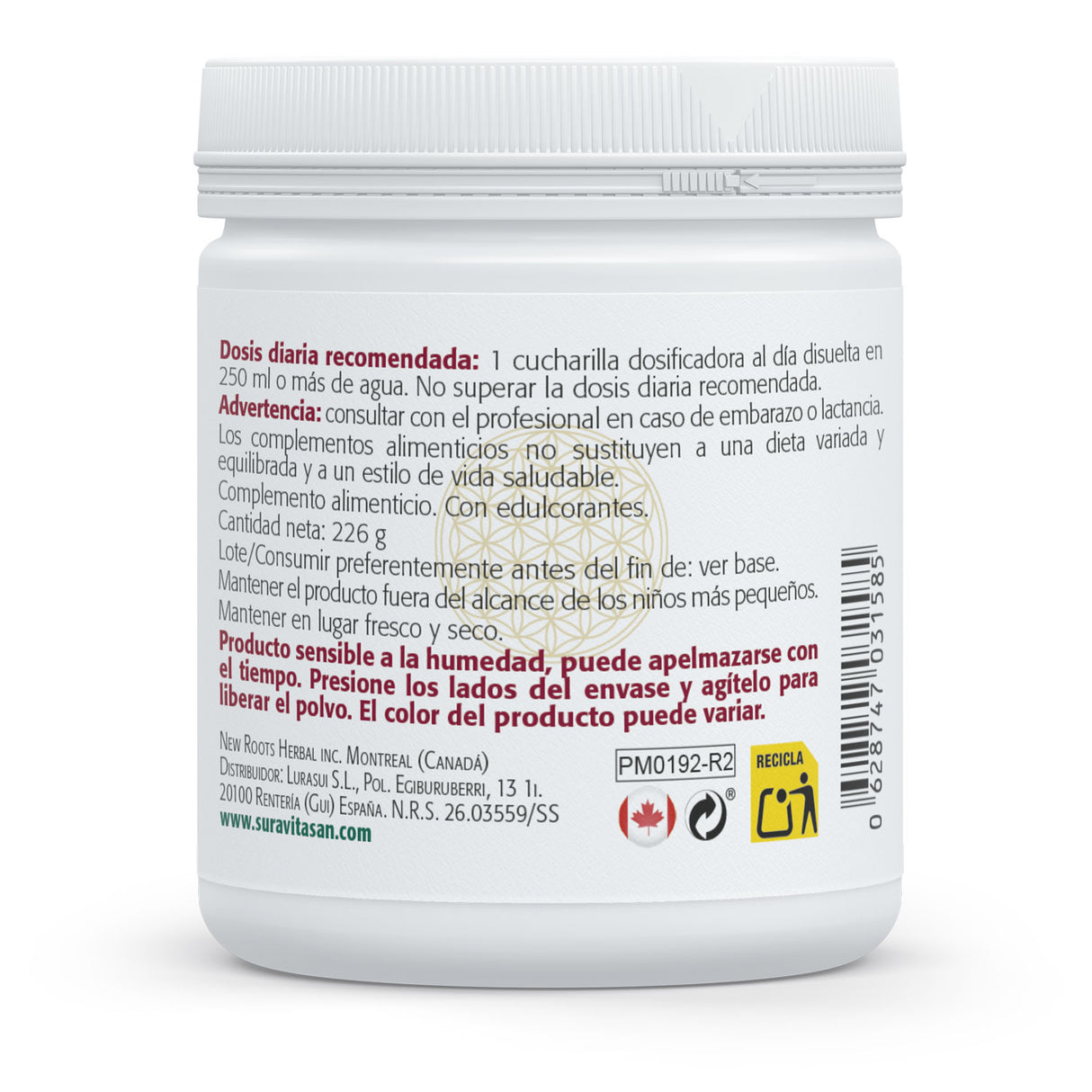 Magnesio Bisglicinato + Vitamina C · Sura Vitasan — información nutricional
