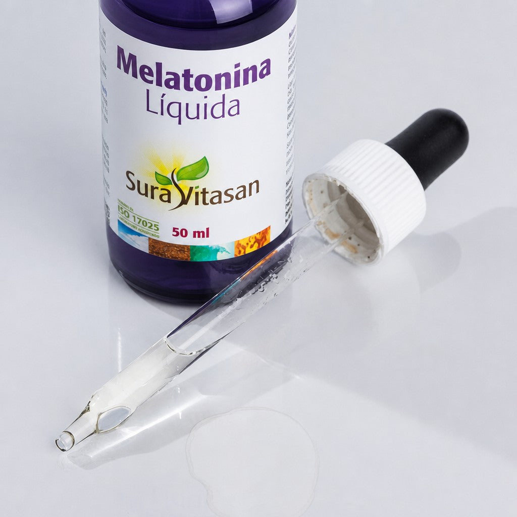 Melatonina Líquida 1 mg · Sura Vitasan — presentación cuentagotas