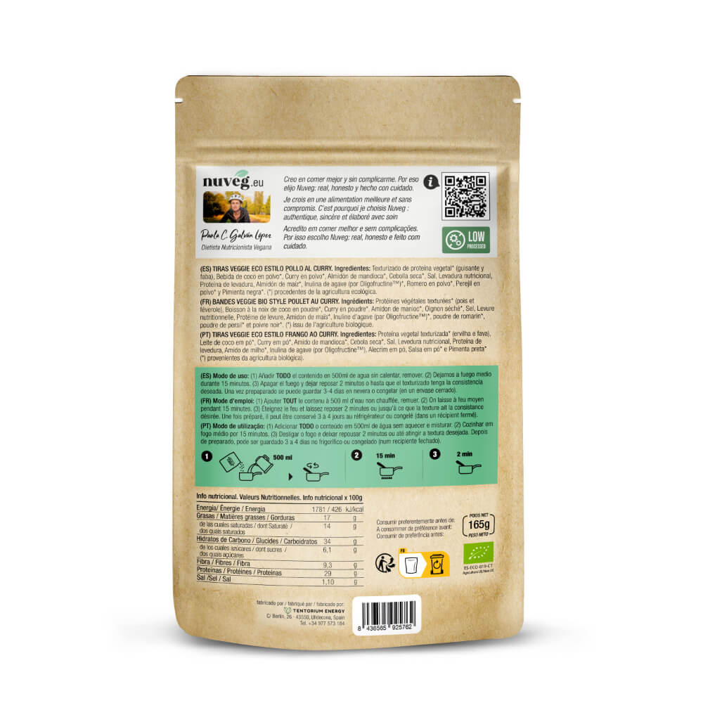 Pollo al Curry Eco en Tiras · Nuveg · 165 gramos