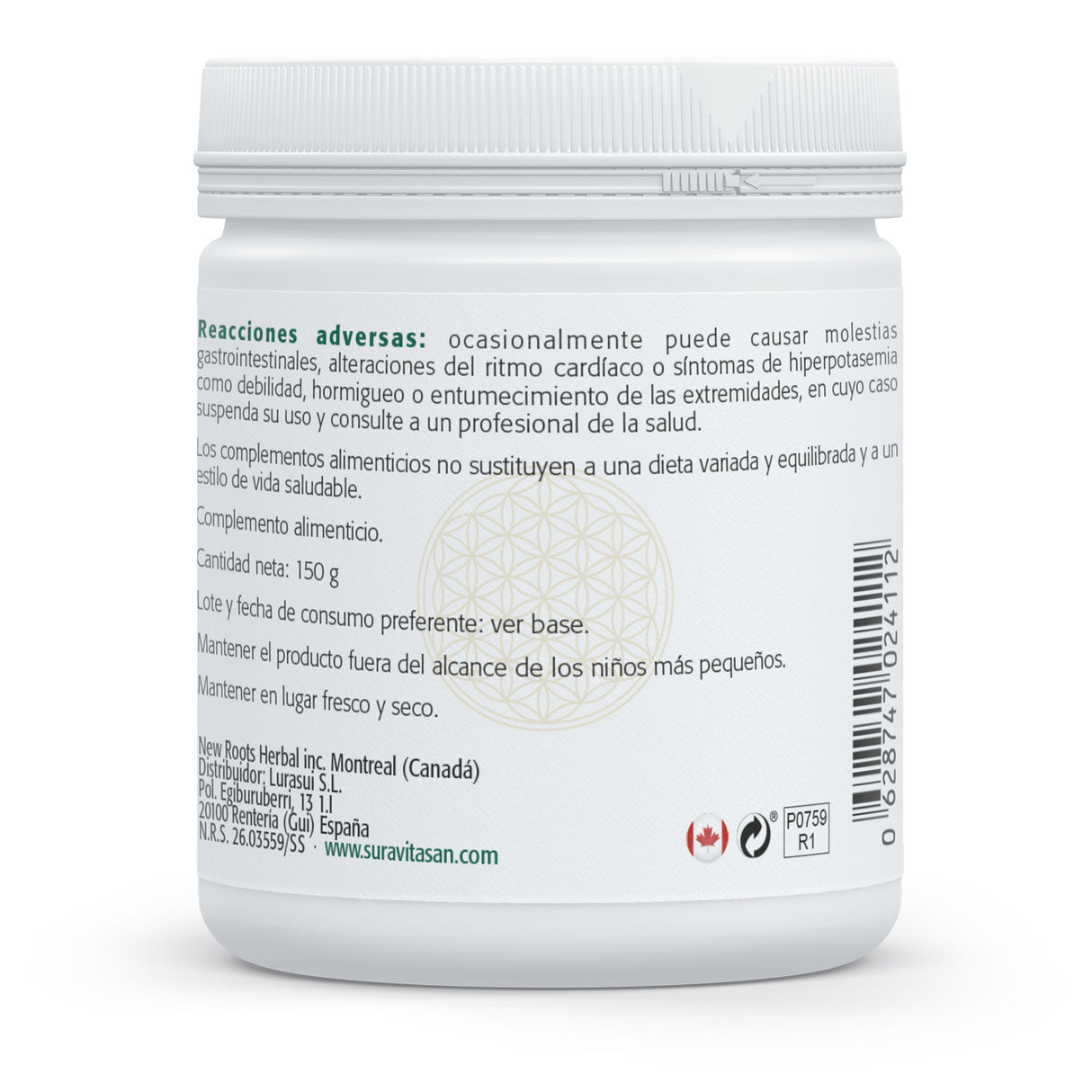 Pectina Cítrica Modificada · Sura Vitasan — información nutricional