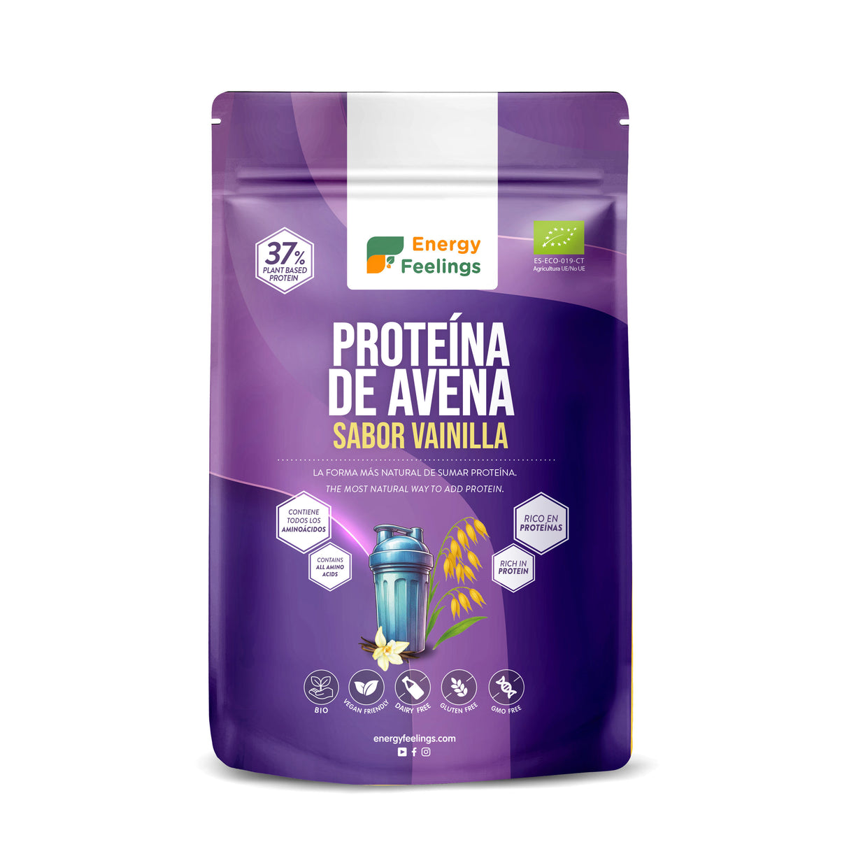 Proteína de Avena Sabor Vainilla Eco · Energy Feelings · 500 gramos