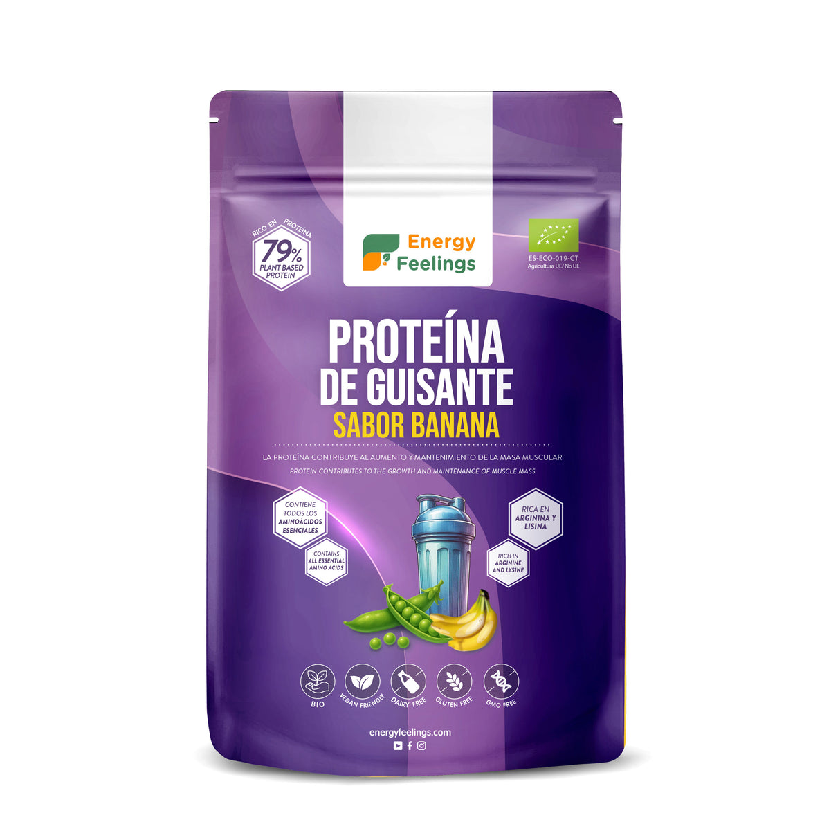Proteína de Guisante Sabor Banana Eco · Energy Feelings · 500 gramos