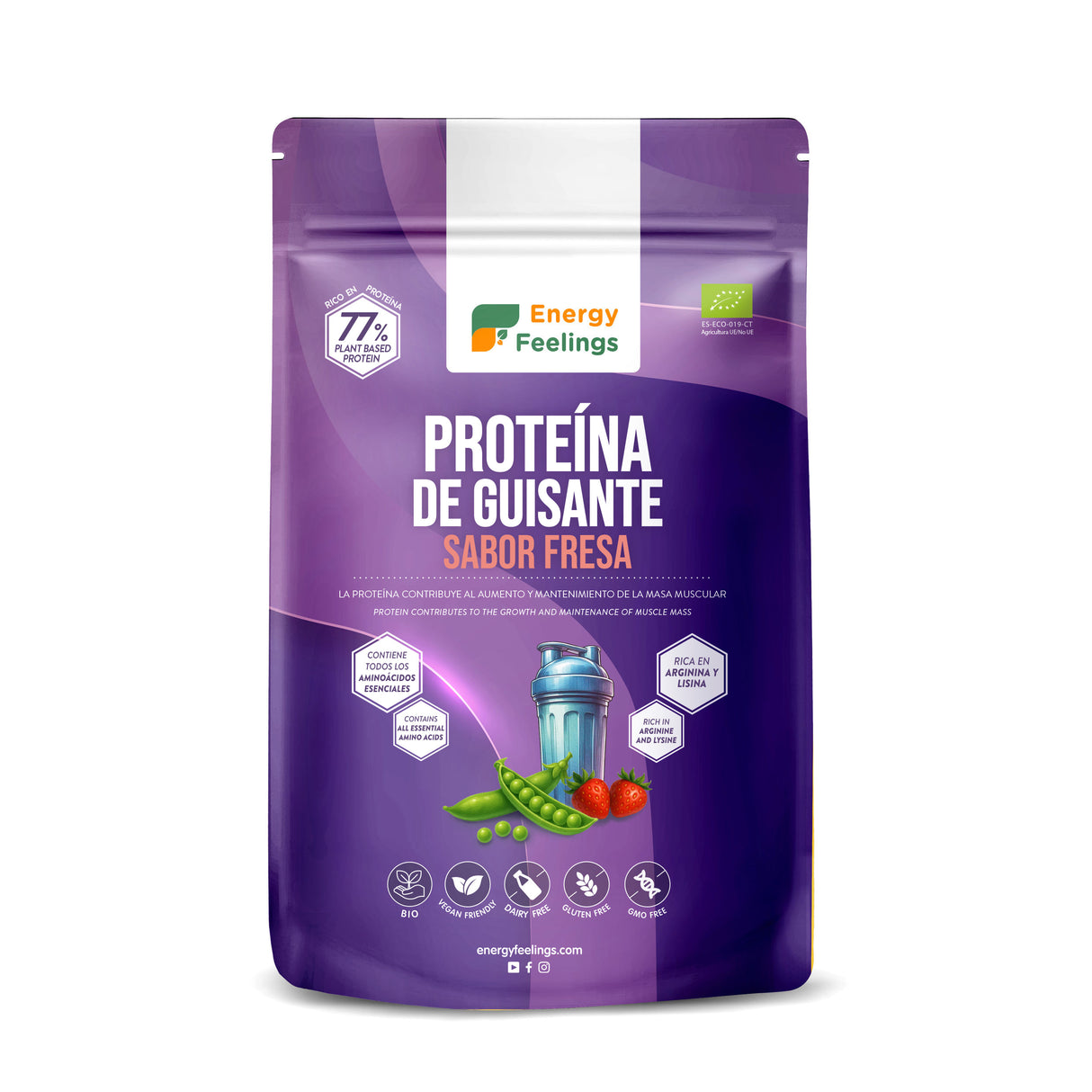 Proteína de Guisante Sabor Fresa Eco · Energy Feelings · 500 gramos