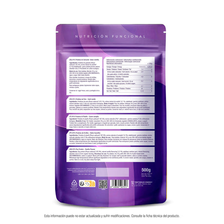 Proteína de Guisante Eco Sabor Vainilla Energy Feelings 500g - reverso