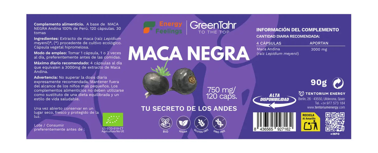 Maca Negra · Energy Feelings · 120 cápsulas