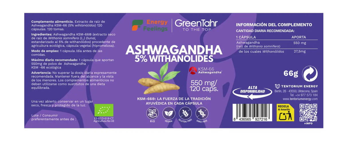 Ashwagandha · Energy Feelings · 120 cápsulas