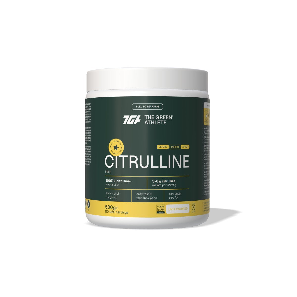 L-Citrulline-Malate Unflavoured · The Green Athlete · 500 g