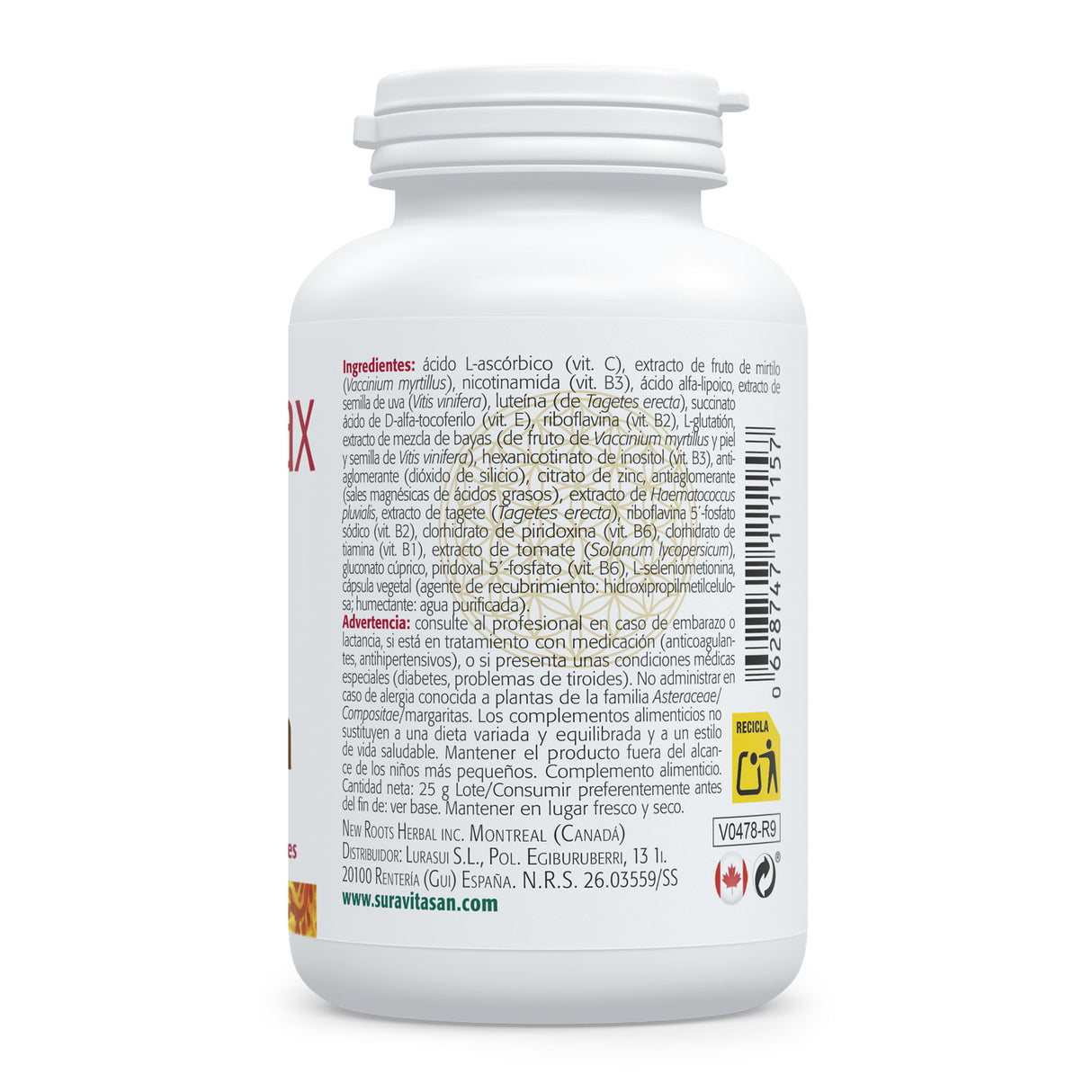 Visionamax · Sura Vitasan — 21 ingredientes tabla nutricional