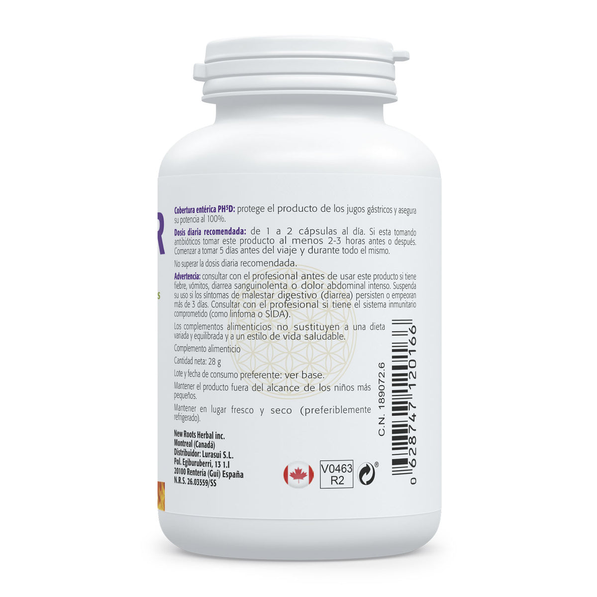 VitalBiota-DR · Sura Vitasan — 12 cepas tabla nutricional