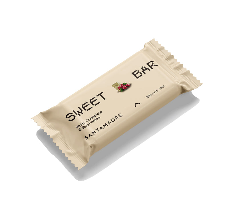 Barrita Energética Sweet Bar: Sabor Choco-Blanco y Arándanos · Santa Madre · 60 gramos