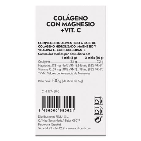 Colágeno con Magnesio + Vitamina C AMLSport · Ana María LaJusticia · 20 sticks