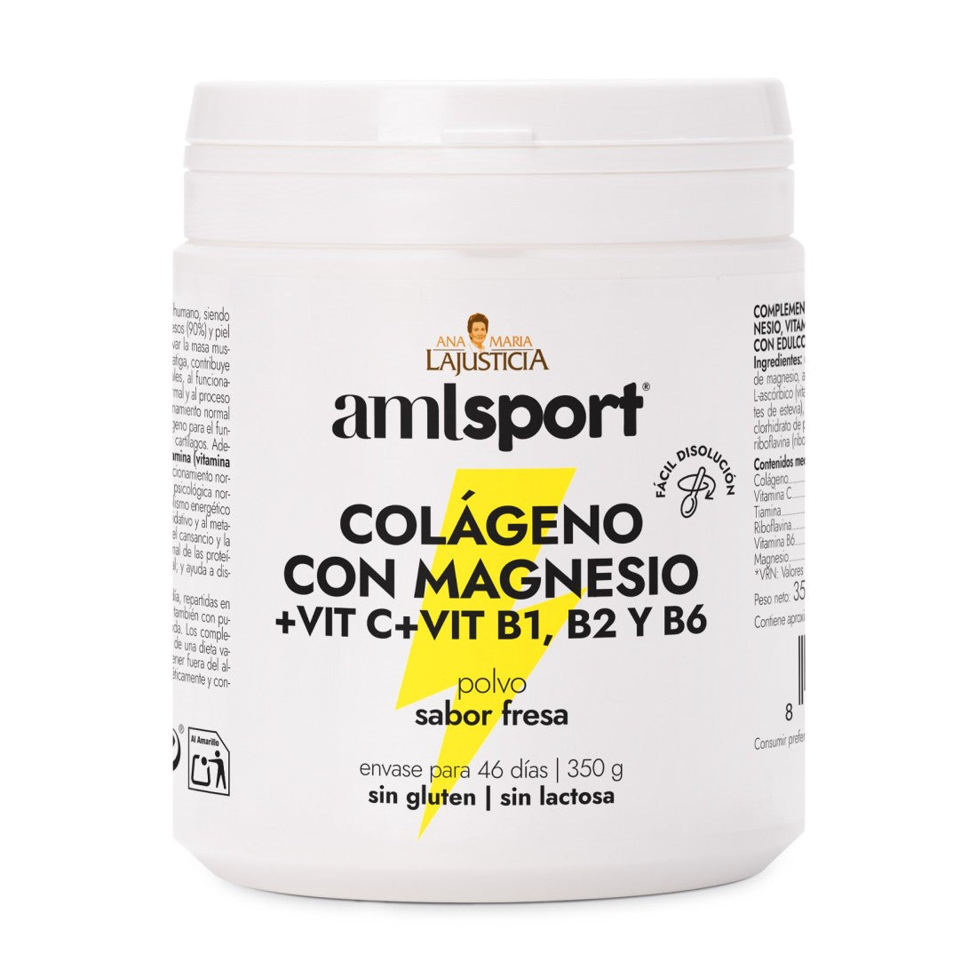 Colágeno con Magnesio + Vitamina C Fresa AMLSport · Ana Maria LaJusticia · 350 gramos