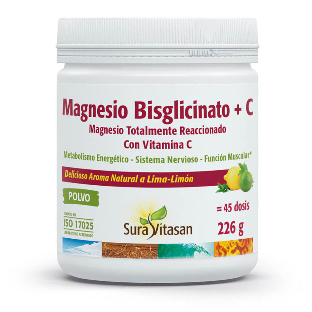 Magnesio Bisglicinato + Vitamina C · Sura Vitasan · 226 gramos