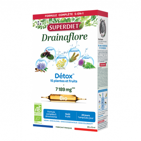 Drainaflore BIO · Superdiet · 20 ampollas
