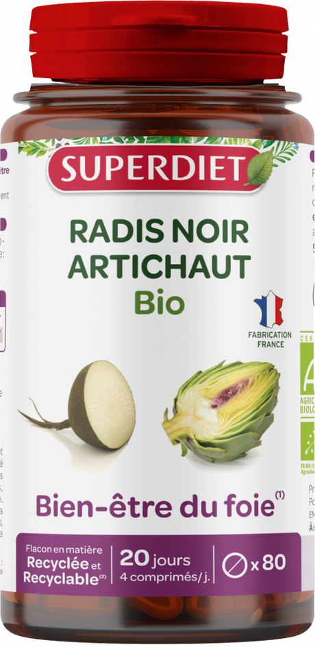 Rábano Negro + Alcachofa BIO · Superdiet · 80 comprimidos