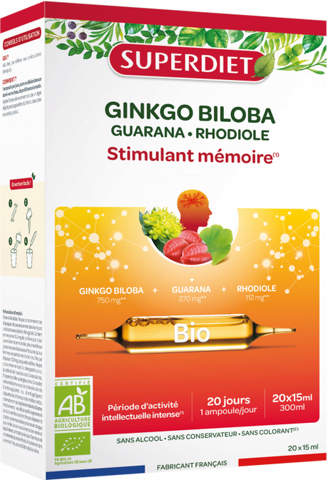 Ginkgo Boost BIO · Superdiet · 20 ampollas