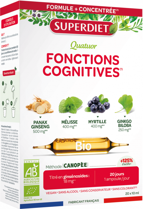 Cuarteto Función Cognitiva BIO · Superdiet · 20 ampollas