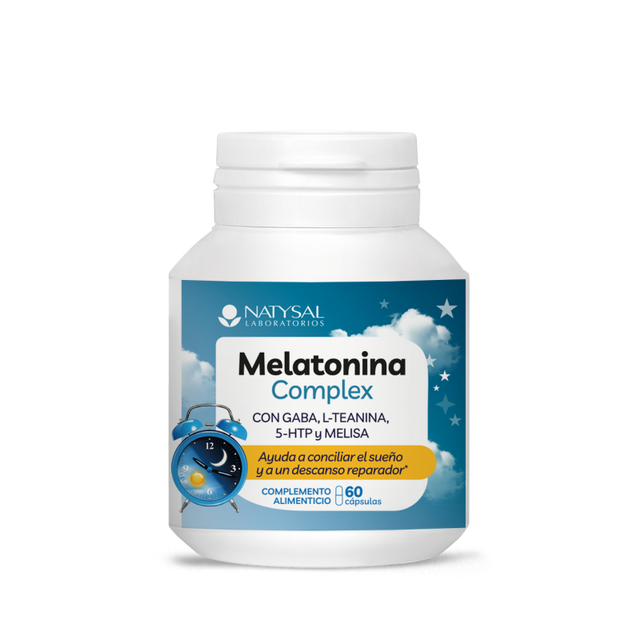 Melatonina Complex con GABA, L-Teanina, 5-HTP y Melisa · Natysal · 60 cápsulas