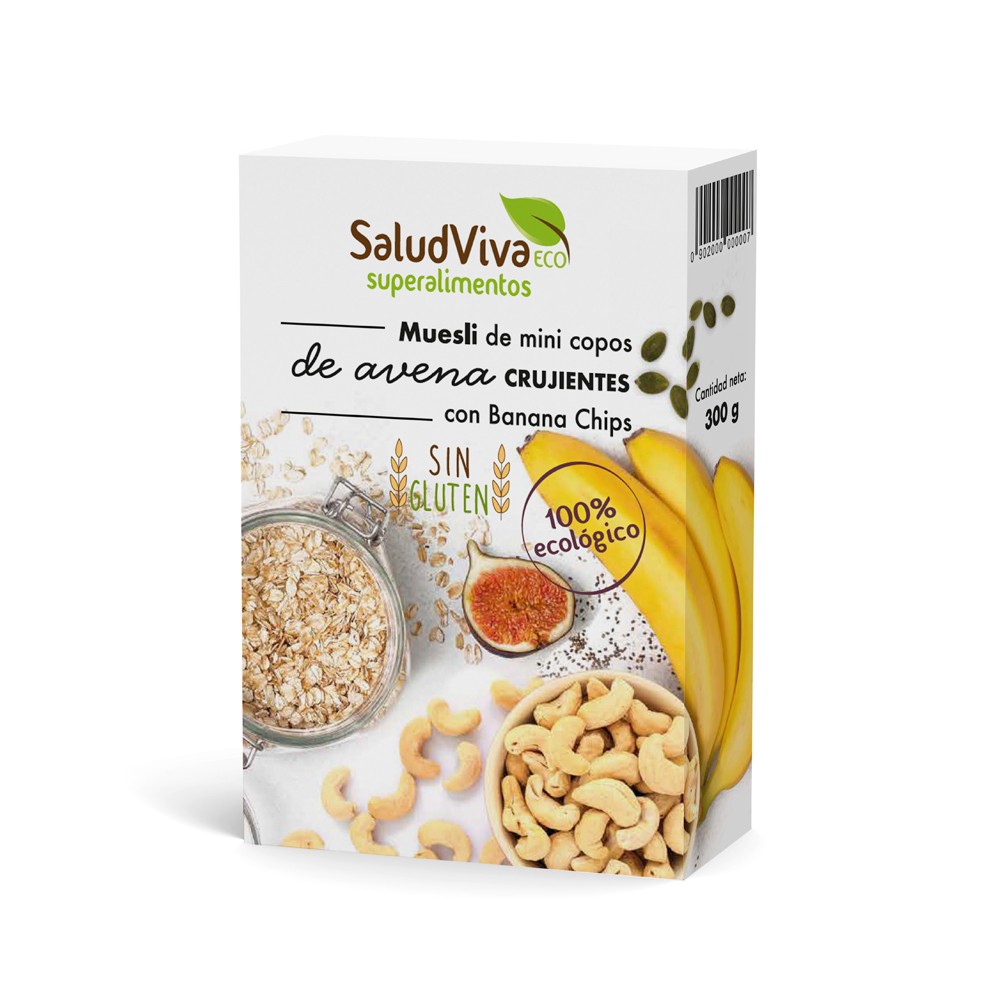 Muesli Mini Copos Crujientes Avena y Banana Salud Viva 300g