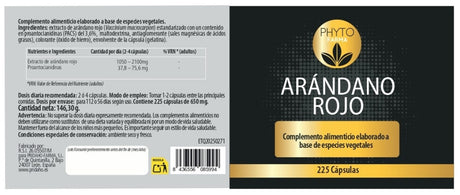 Arándano Rojo · Phytofarma · 225 cápsulas